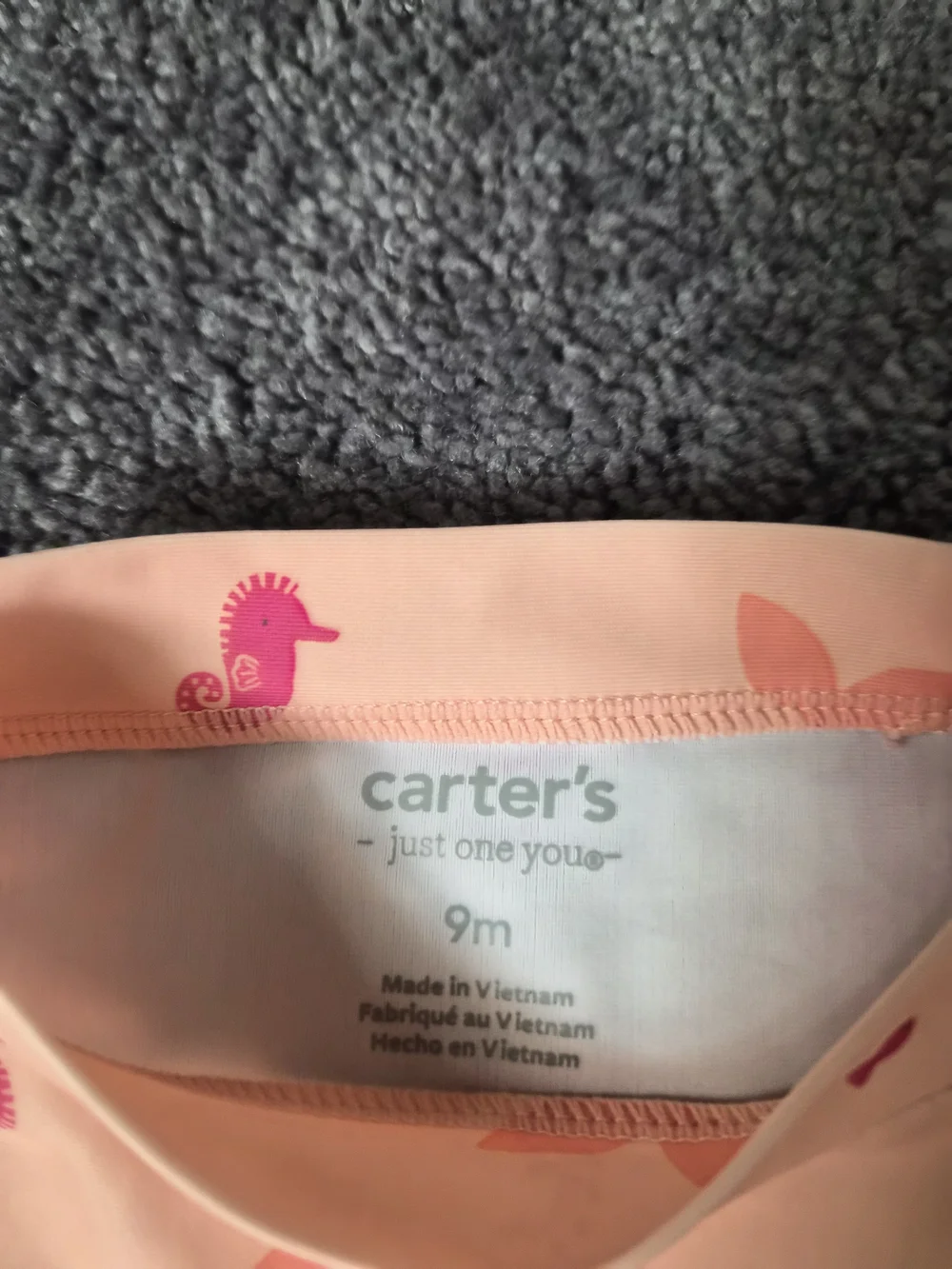 Carter's Baby Peach Whale Rash Guard Set with Hot Pink Bottoms